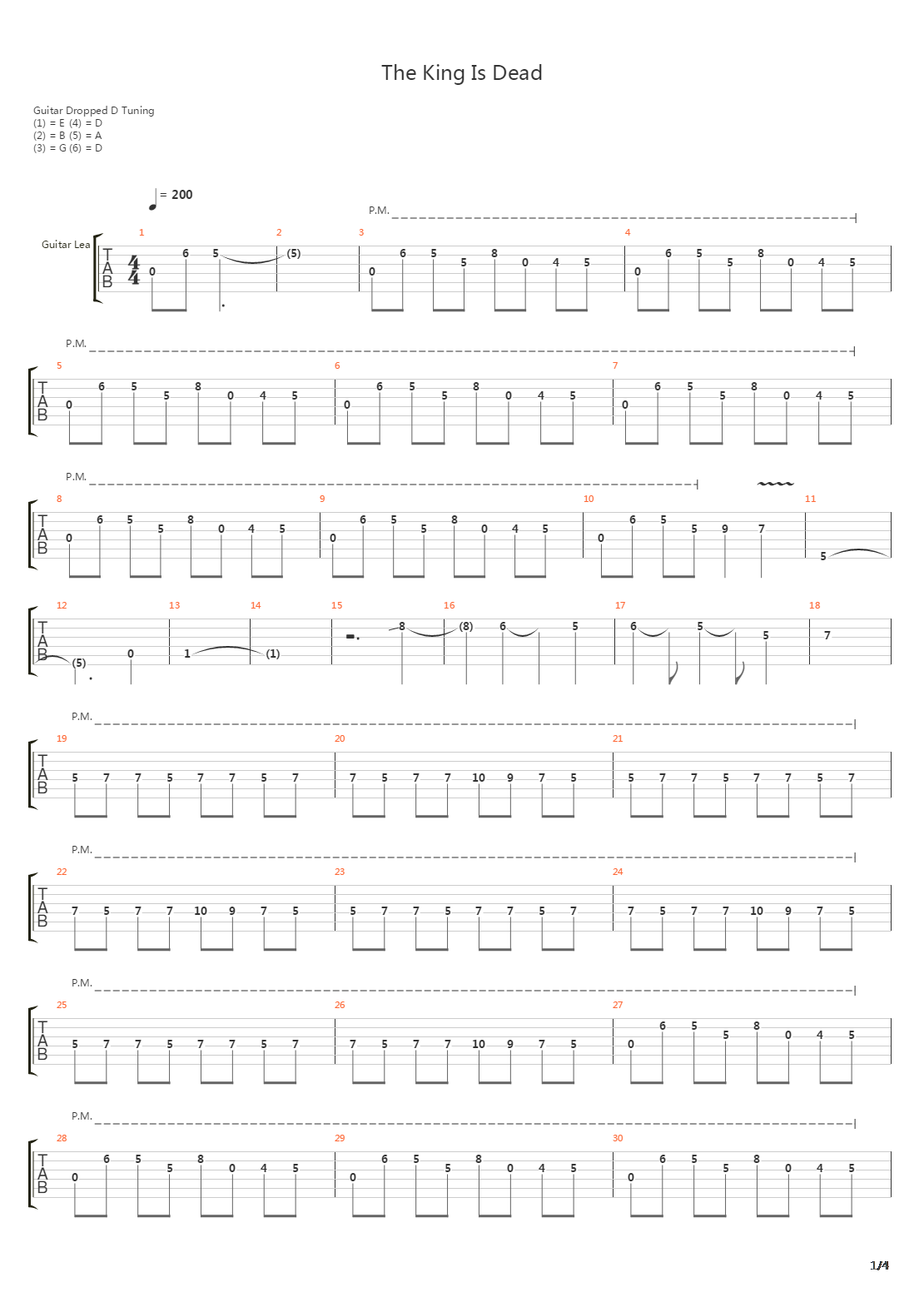 The King Is Dead吉他谱