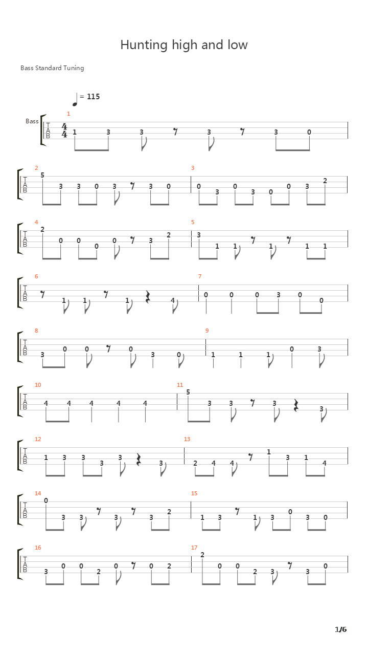 Hunting Hi And Low吉他谱