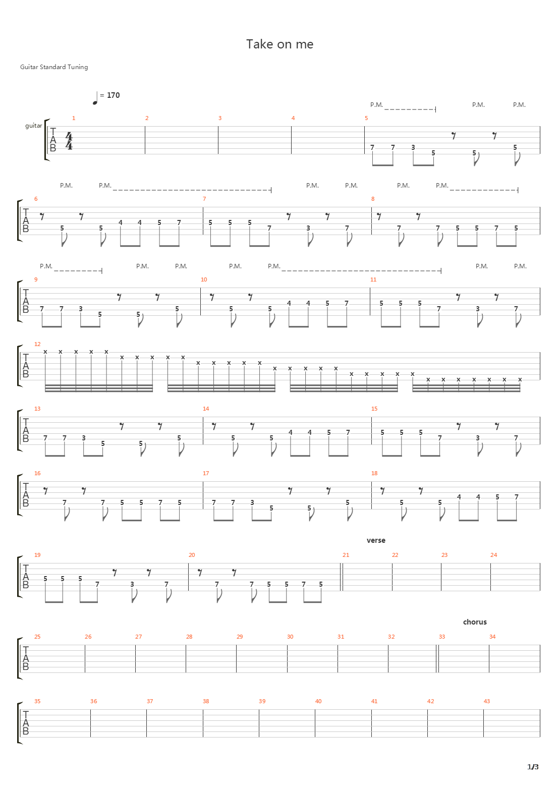 Take On Me吉他谱