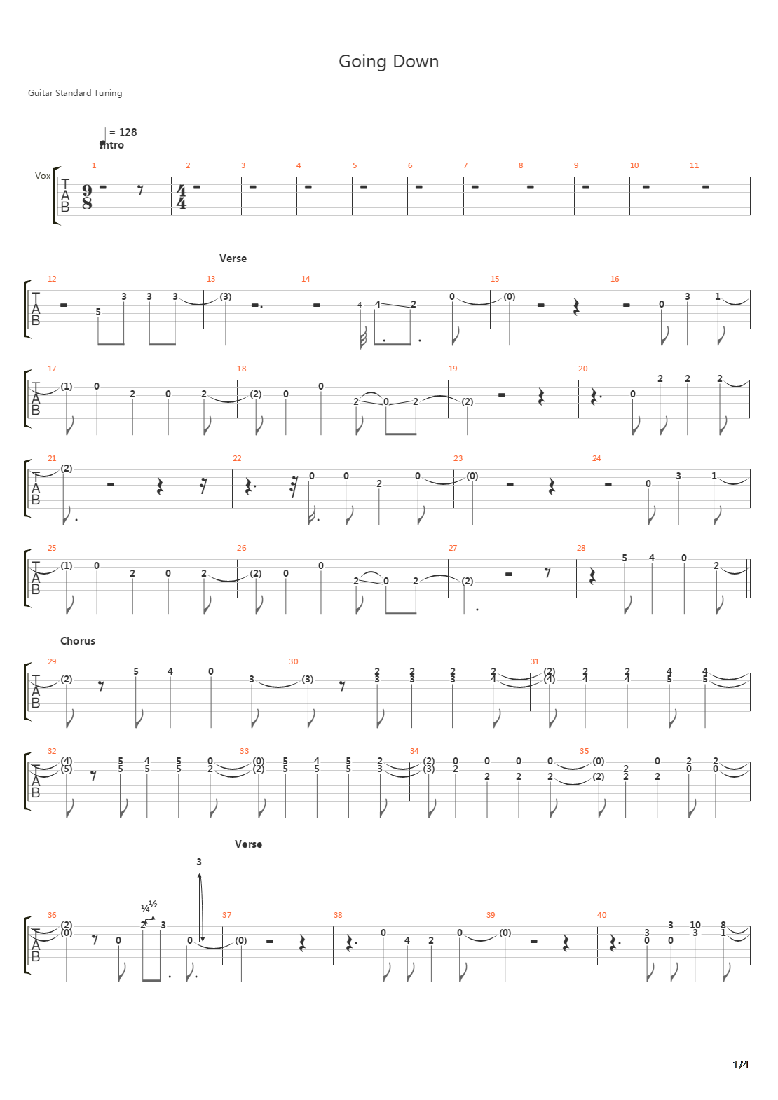 Going Down吉他谱