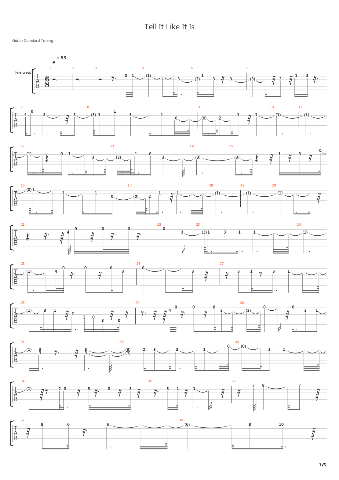 Tell It Like It Is吉他谱
