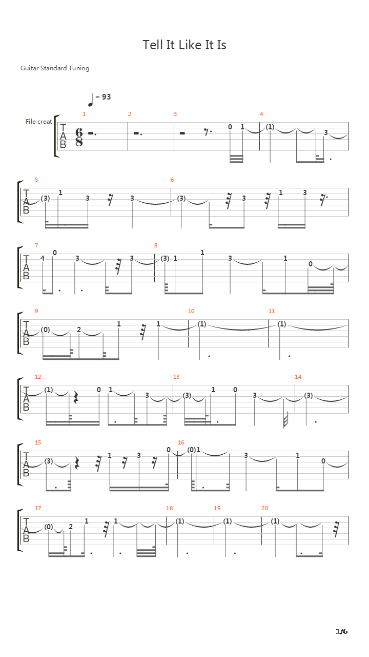 Tell It Like It Is吉他谱