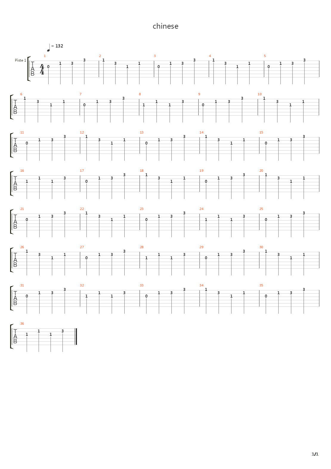 Chinese吉他谱
