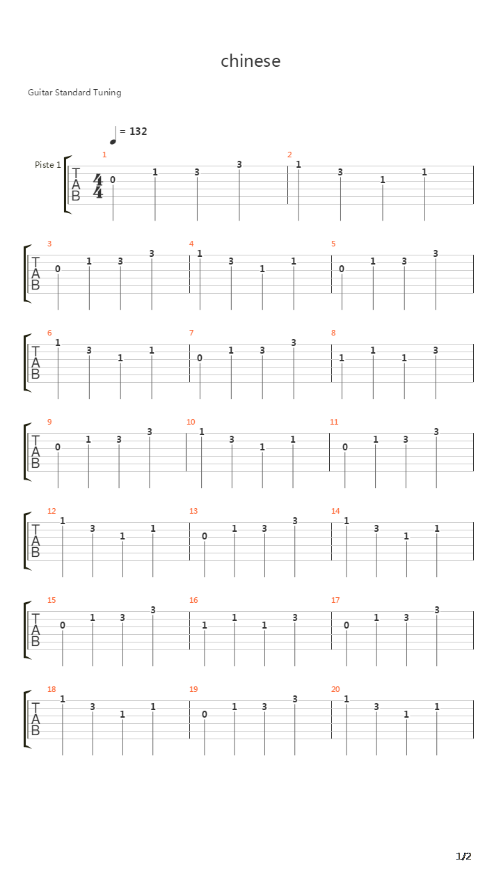 Chinese吉他谱