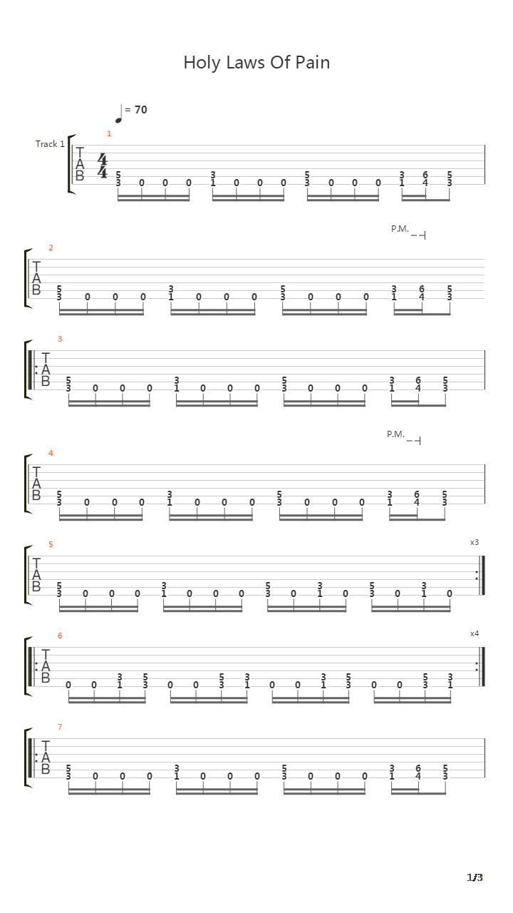 Holy Laws Of Pain吉他谱