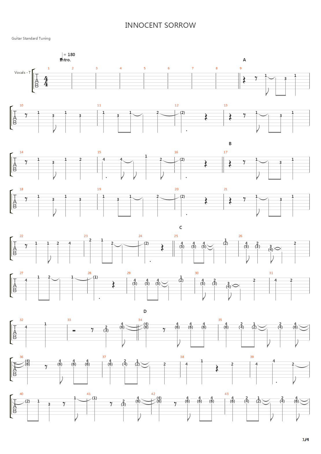 Innocent Sorrow吉他谱