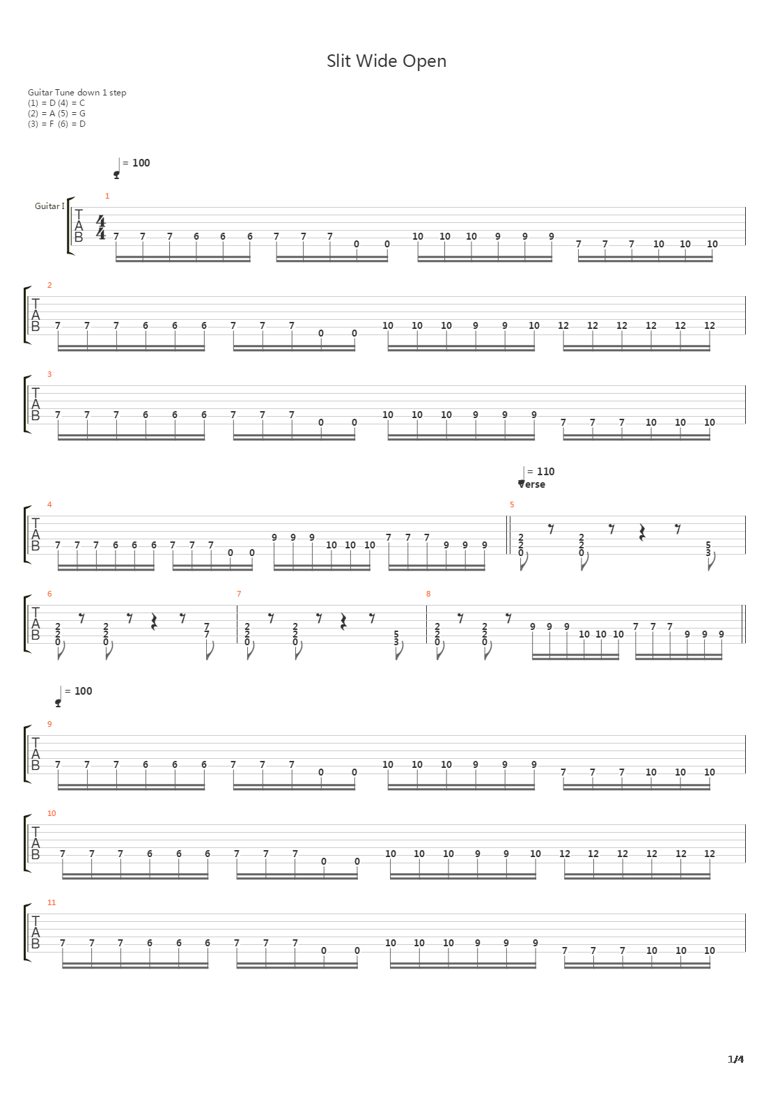 Slit Wide Open吉他谱