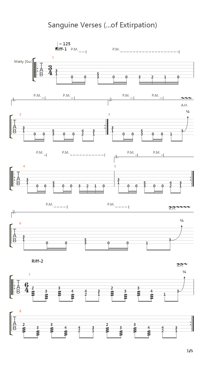 Sanguine Verses Of Extirpation吉他谱