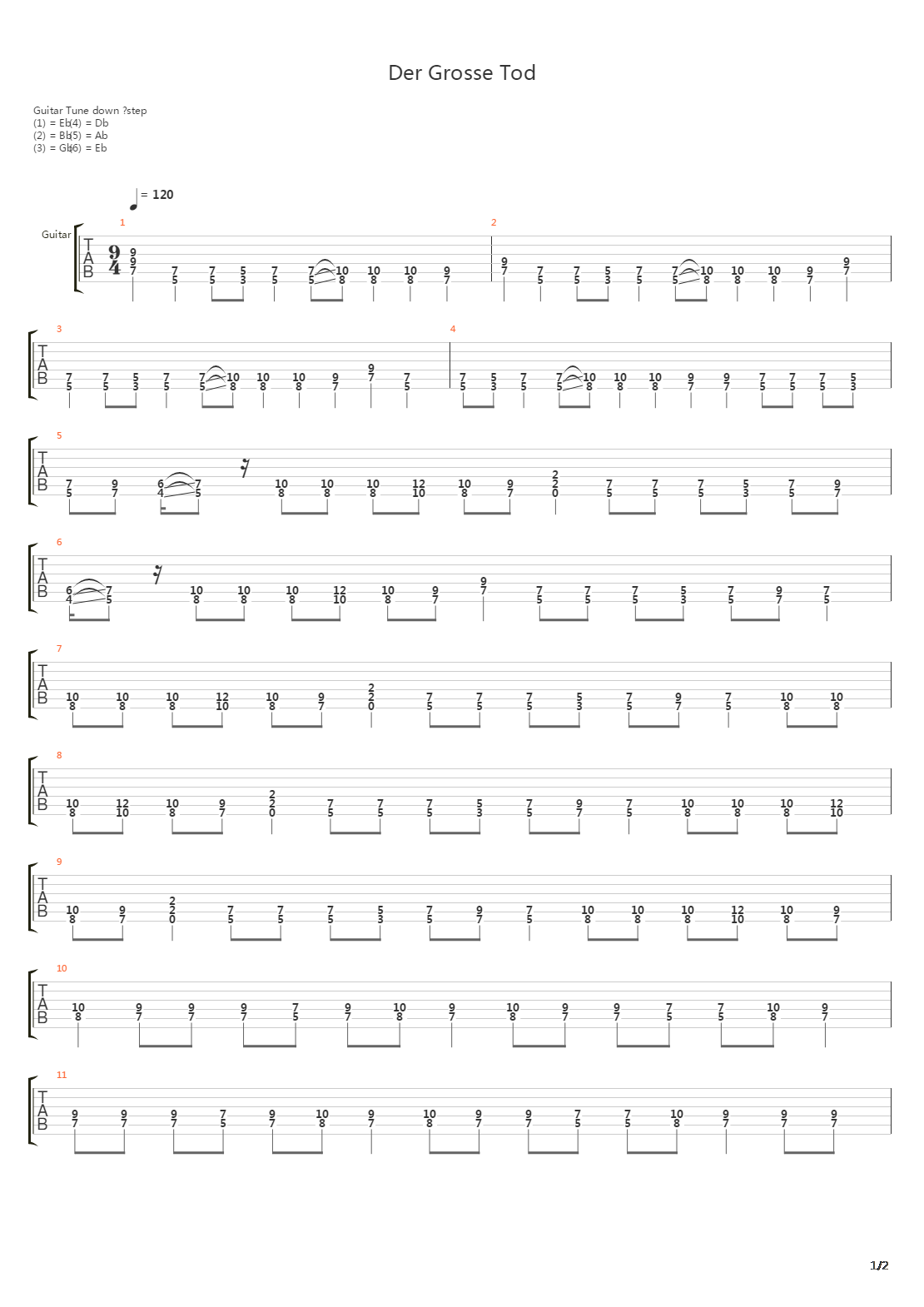 Der Grosse Tod吉他谱