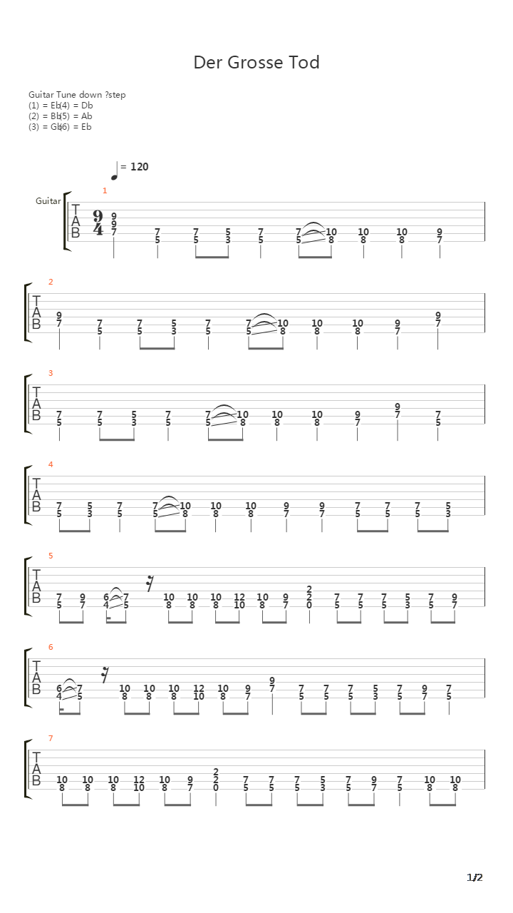 Der Grosse Tod吉他谱