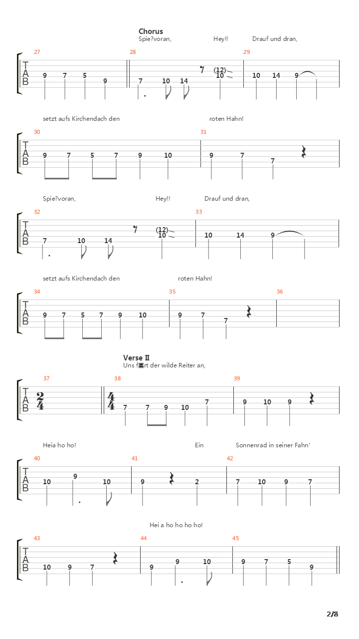 Des Wotans Schwarzer Haufen吉他谱