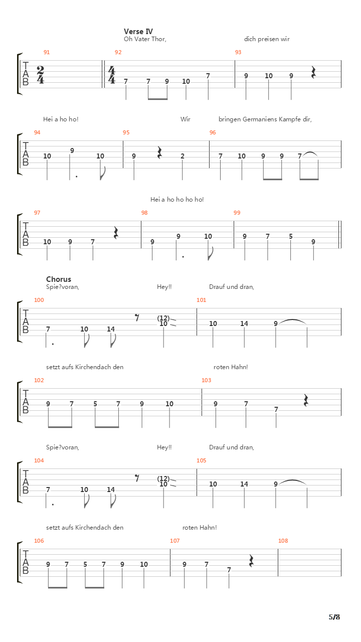 Des Wotans Schwarzer Haufen吉他谱