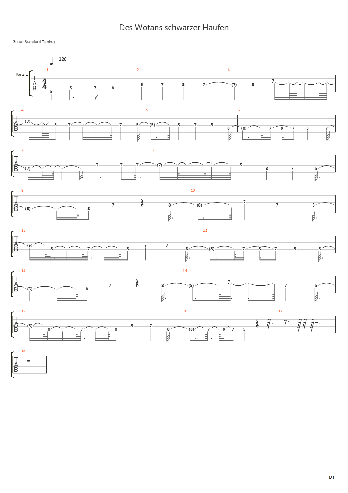 Des Wotans Schwarzer Haufen吉他谱