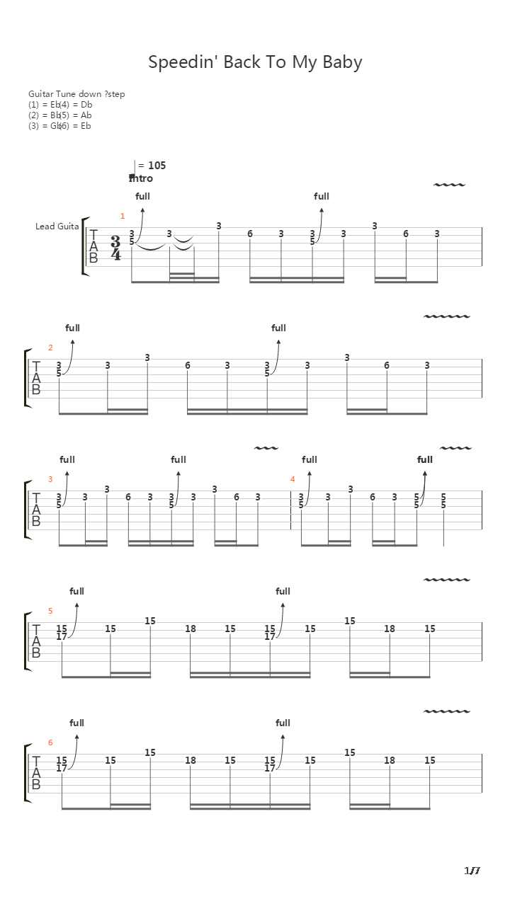 Speedin Back To My Baby吉他谱