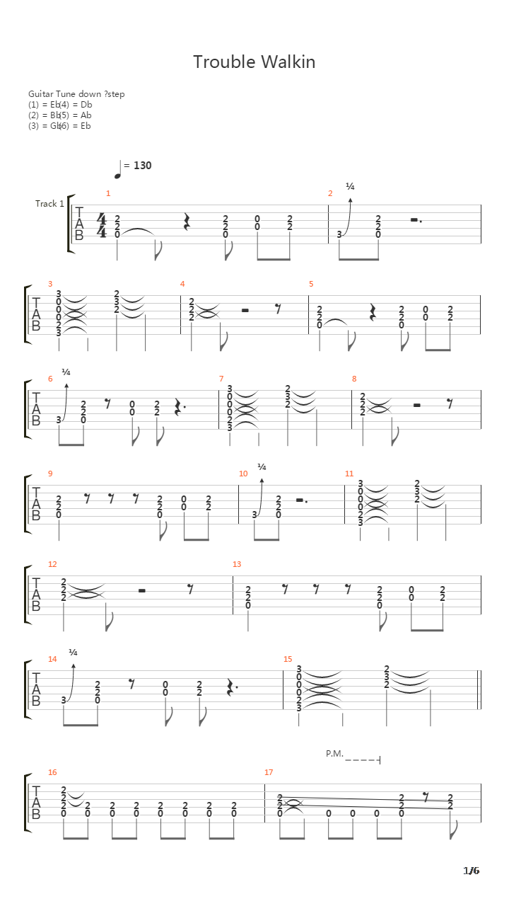 Trouble Walkin吉他谱