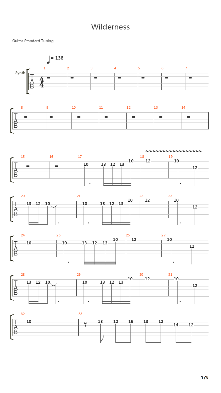 Wilderness吉他谱