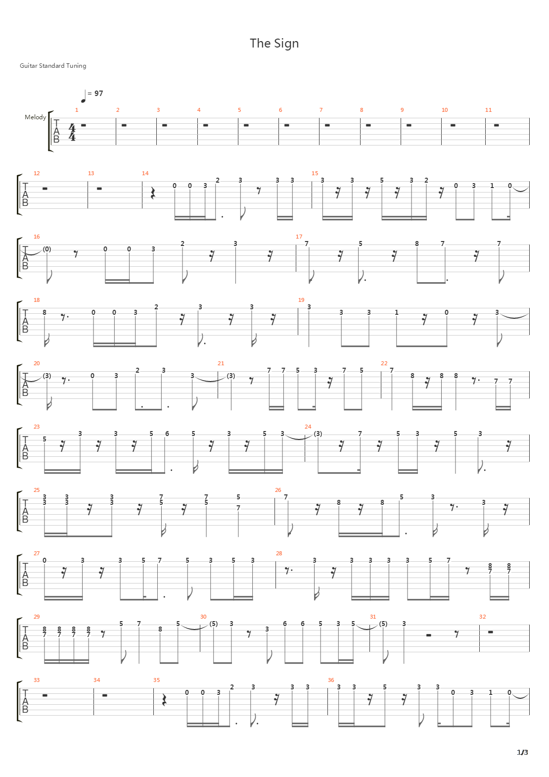 The Sign吉他谱