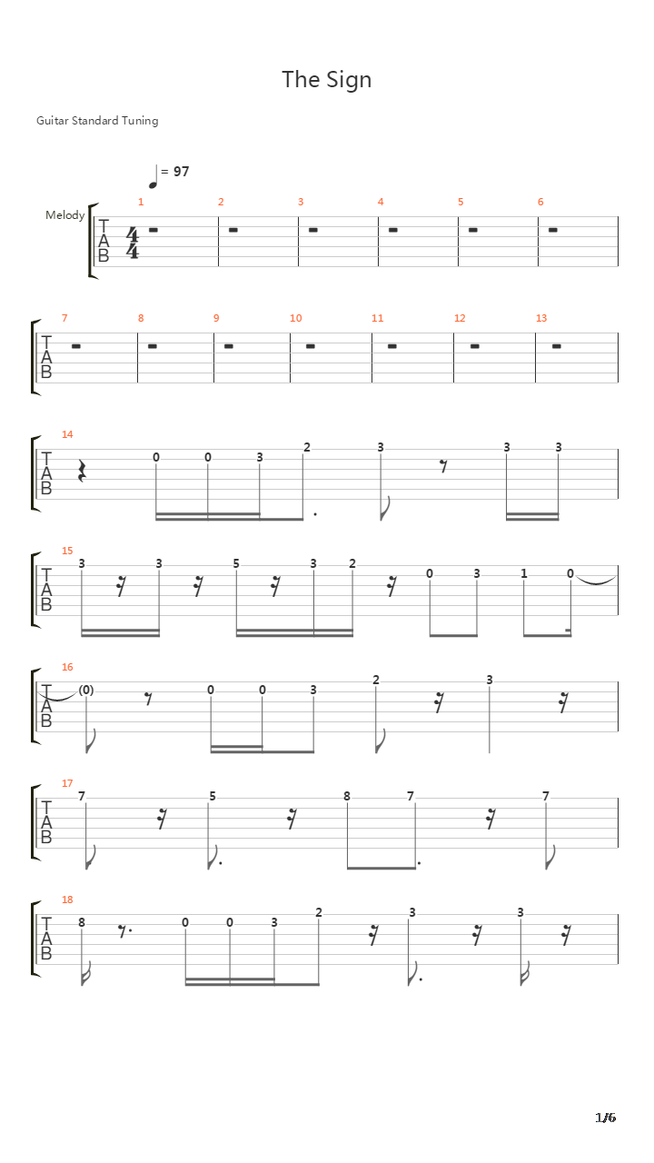 The Sign吉他谱