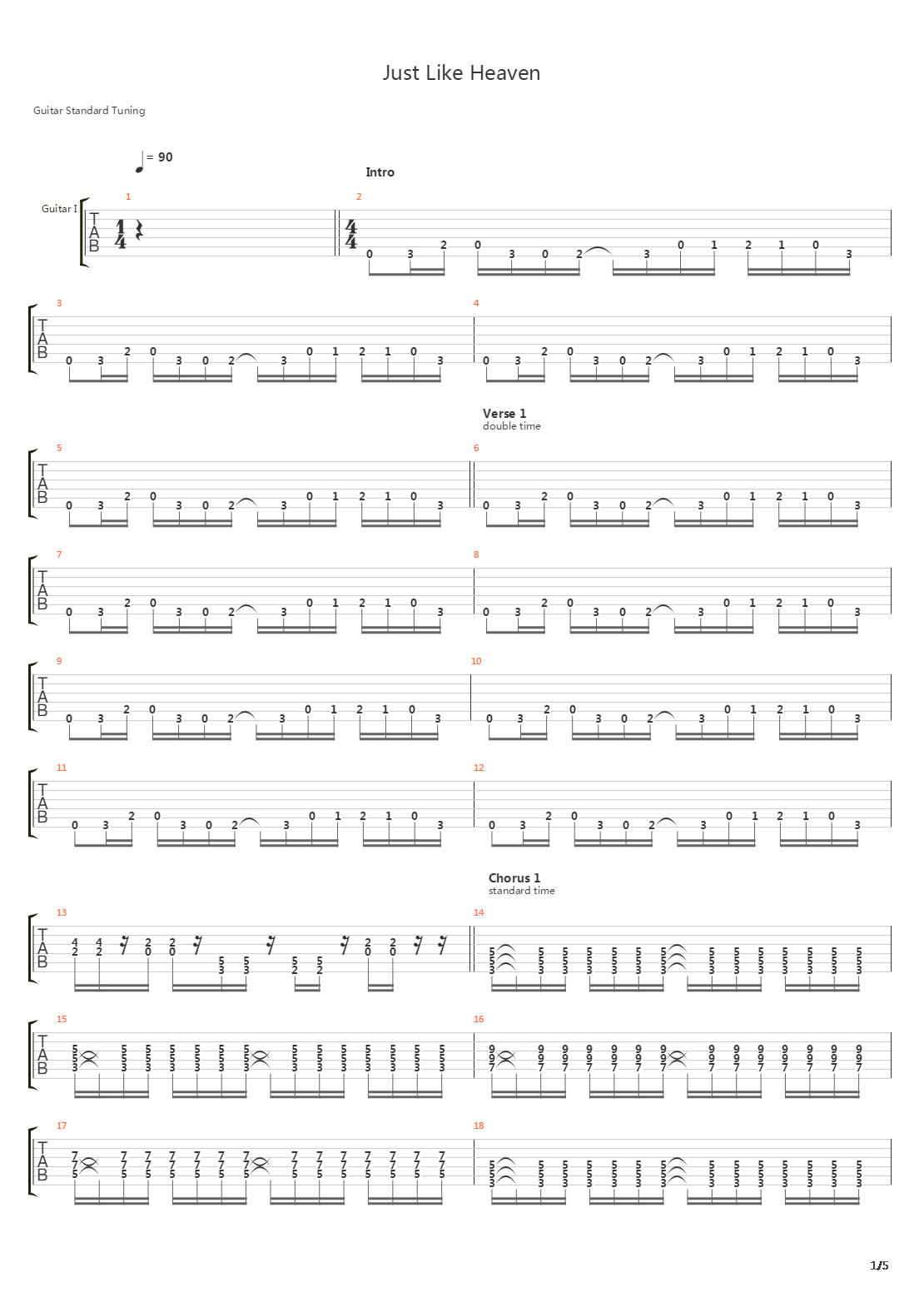 Just Like Heaven吉他谱