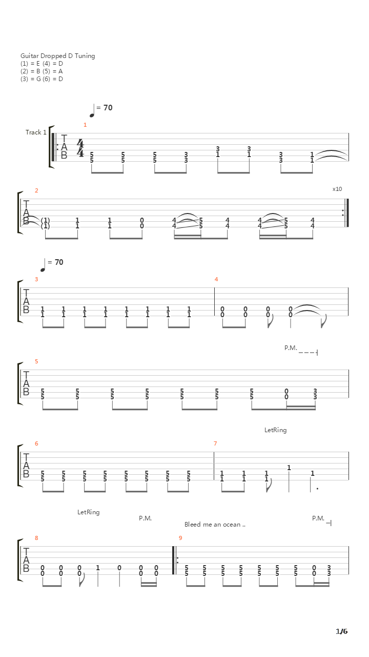 Bleed Me An Ocean吉他谱