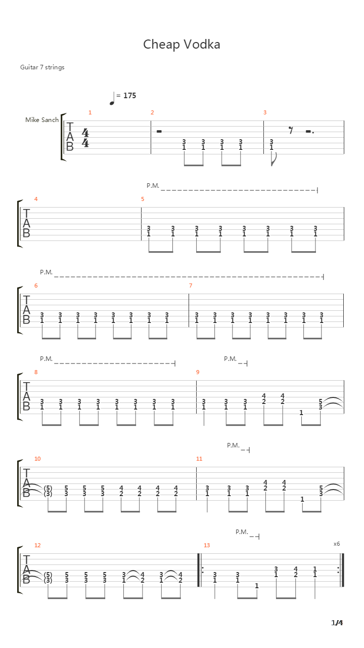 Cheap Vodka吉他谱