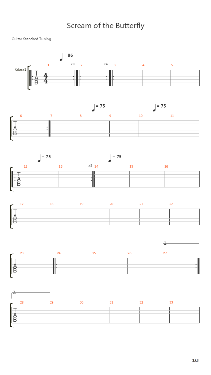 Scream Of The Butterfly吉他谱