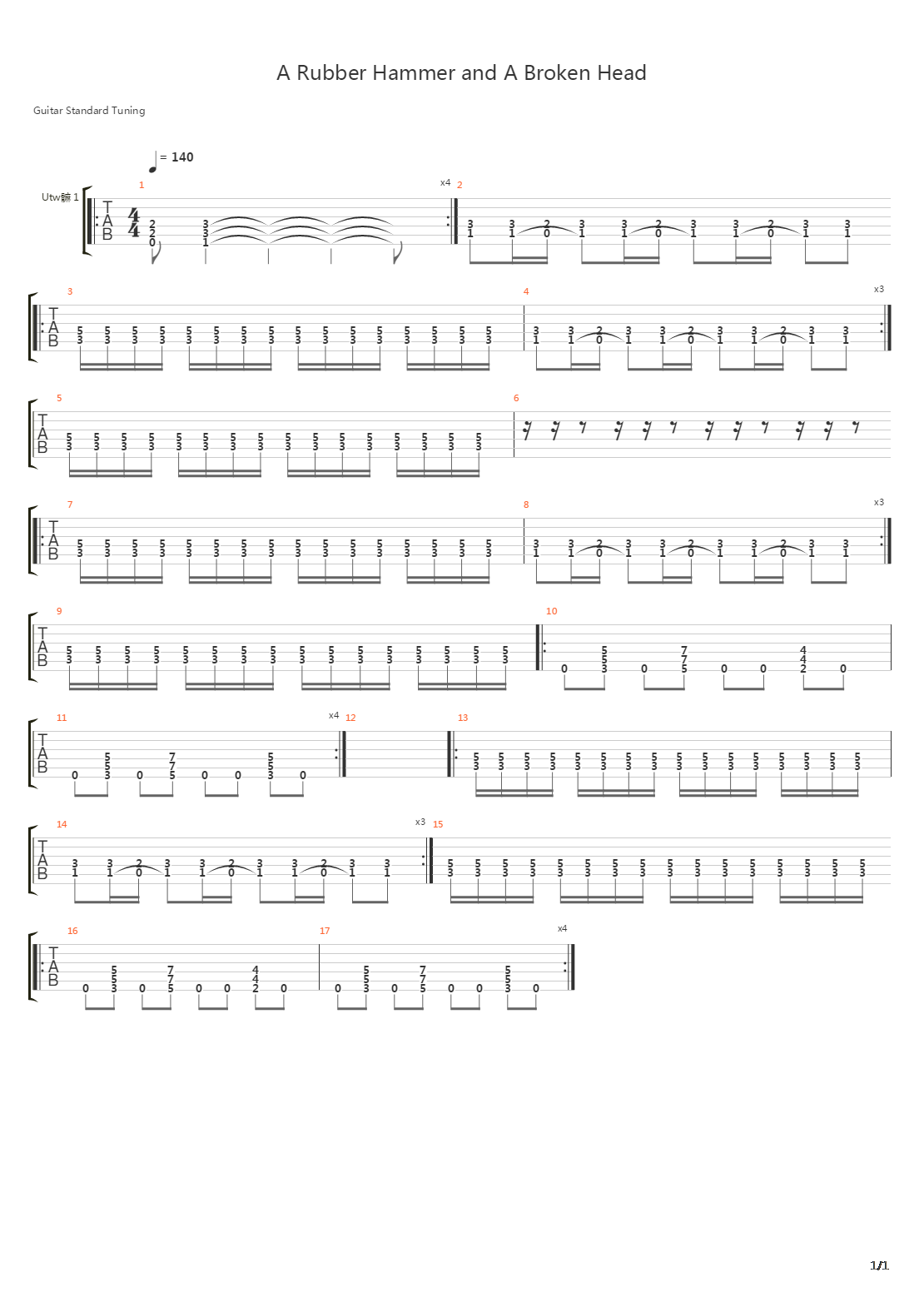 A Rubber Hammer And A Broken Head吉他谱
