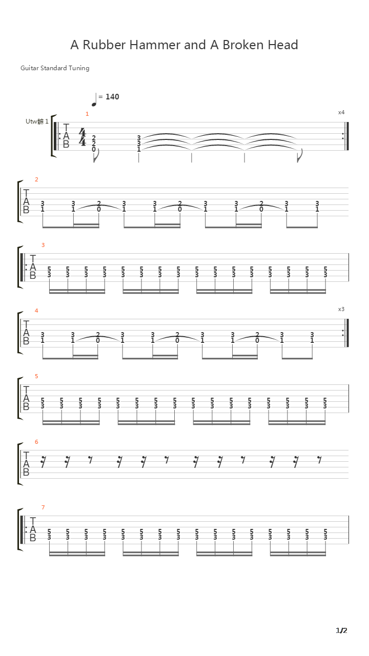 A Rubber Hammer And A Broken Head吉他谱
