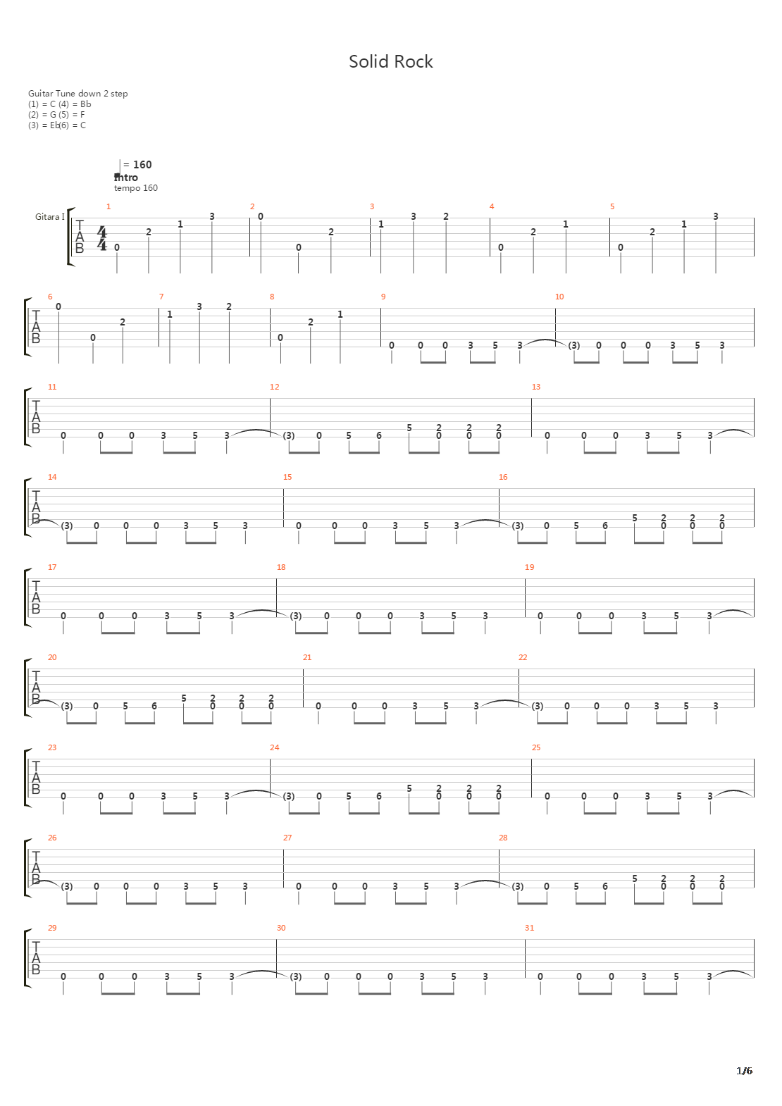 Solid Rock吉他谱