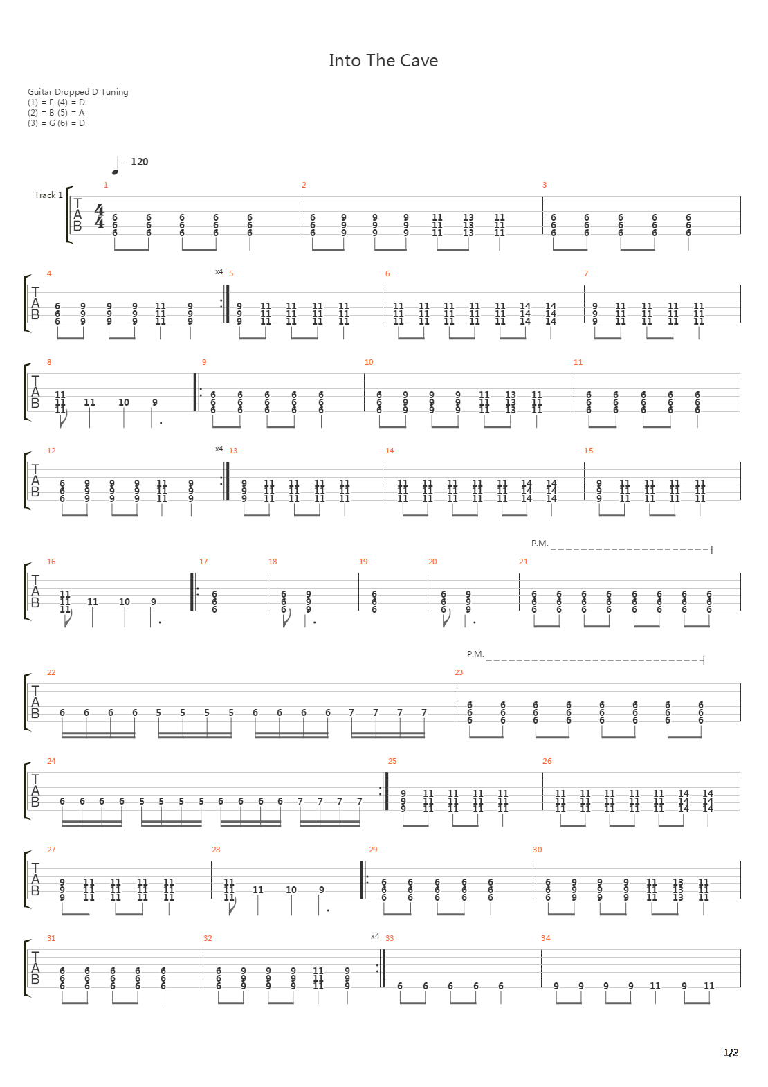 Into The Cave吉他谱