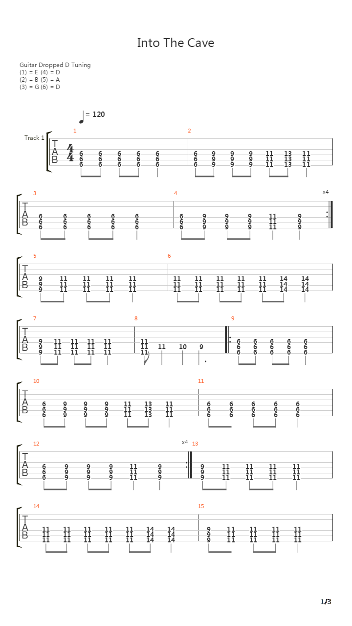 Into The Cave吉他谱