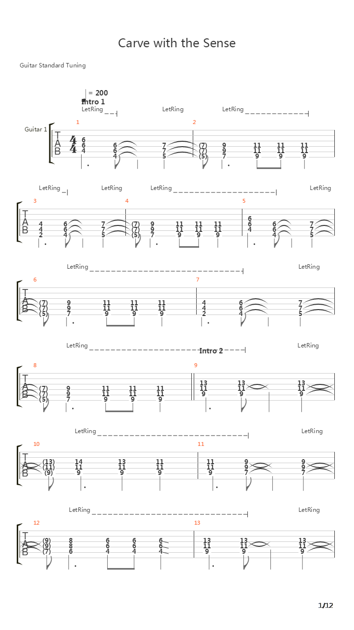 Carve With The Sense吉他谱