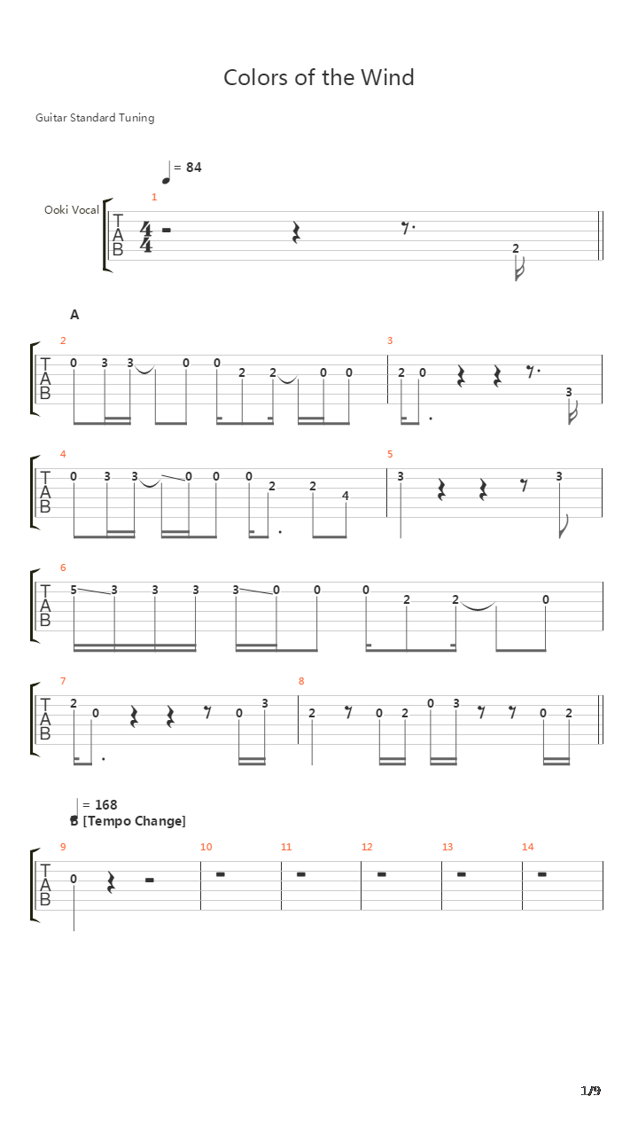 Colors Of The Wind吉他谱