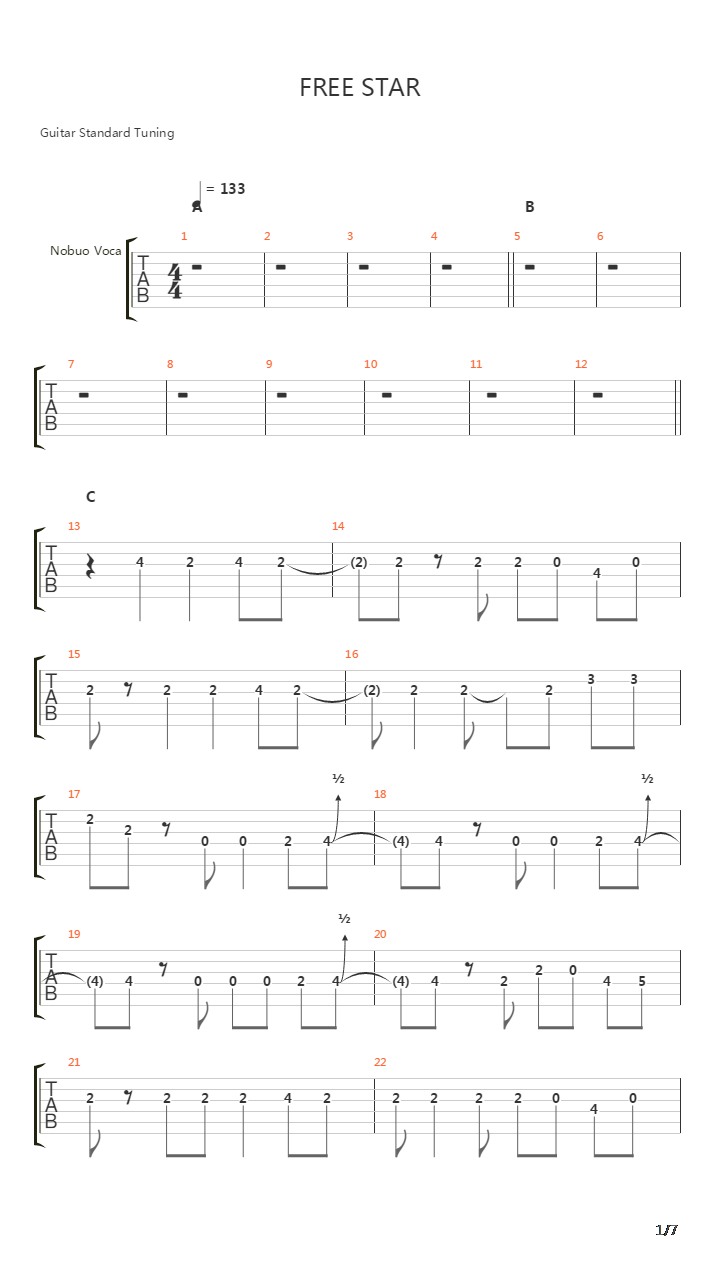 Free Star吉他谱