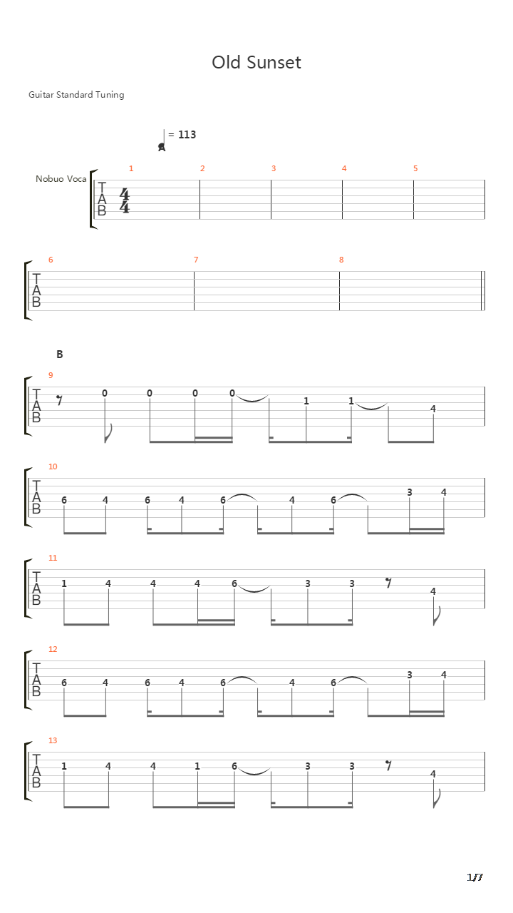 Old Sunset吉他谱