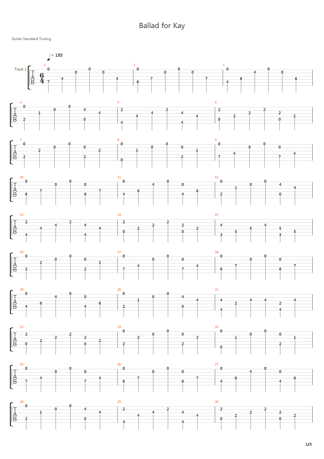 Ballad For Kay吉他谱