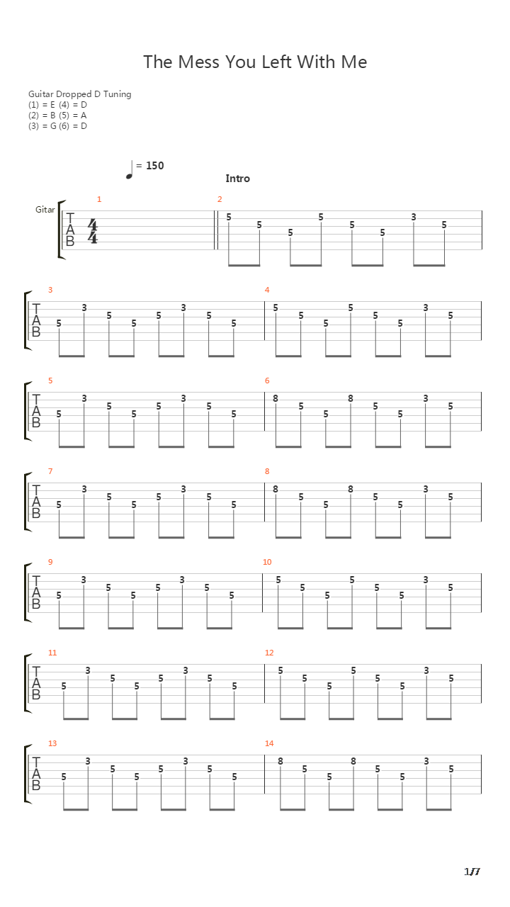 The Mess You Left With Me吉他谱
