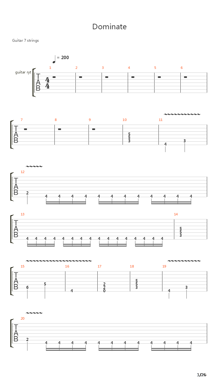 Dominate吉他谱