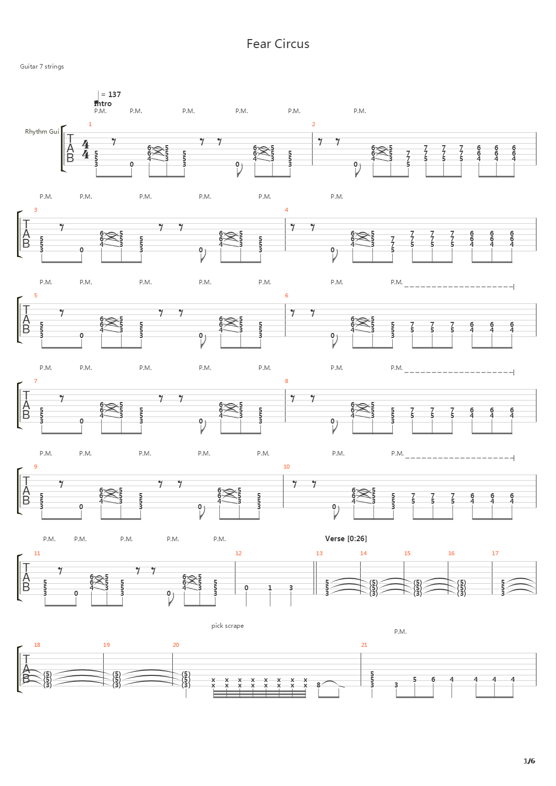 Fear Circus吉他谱