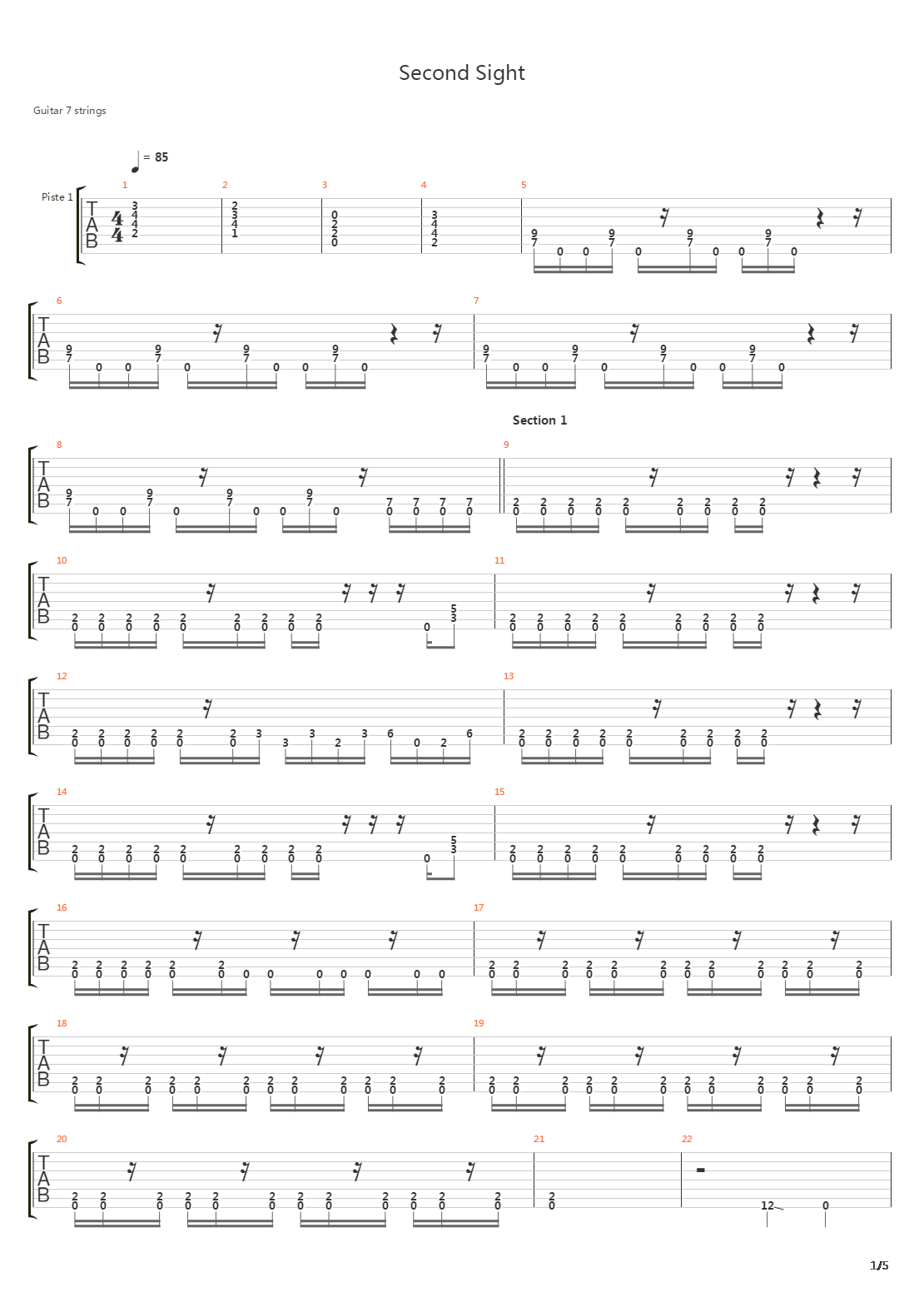 Second Sight吉他谱