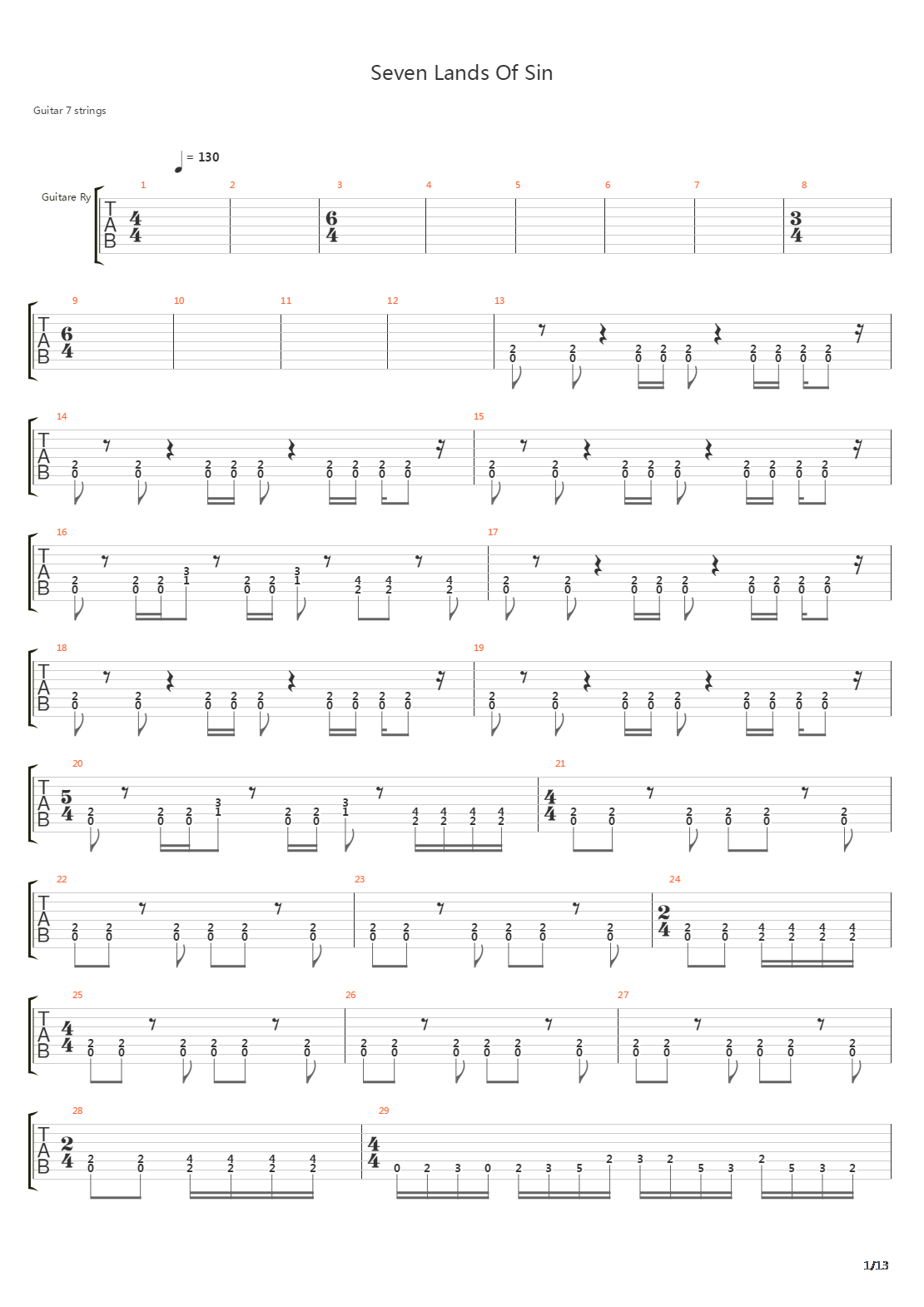 Seven Lands Of Sin吉他谱