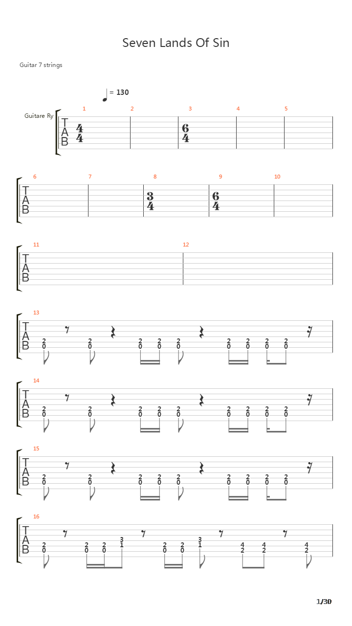 Seven Lands Of Sin吉他谱