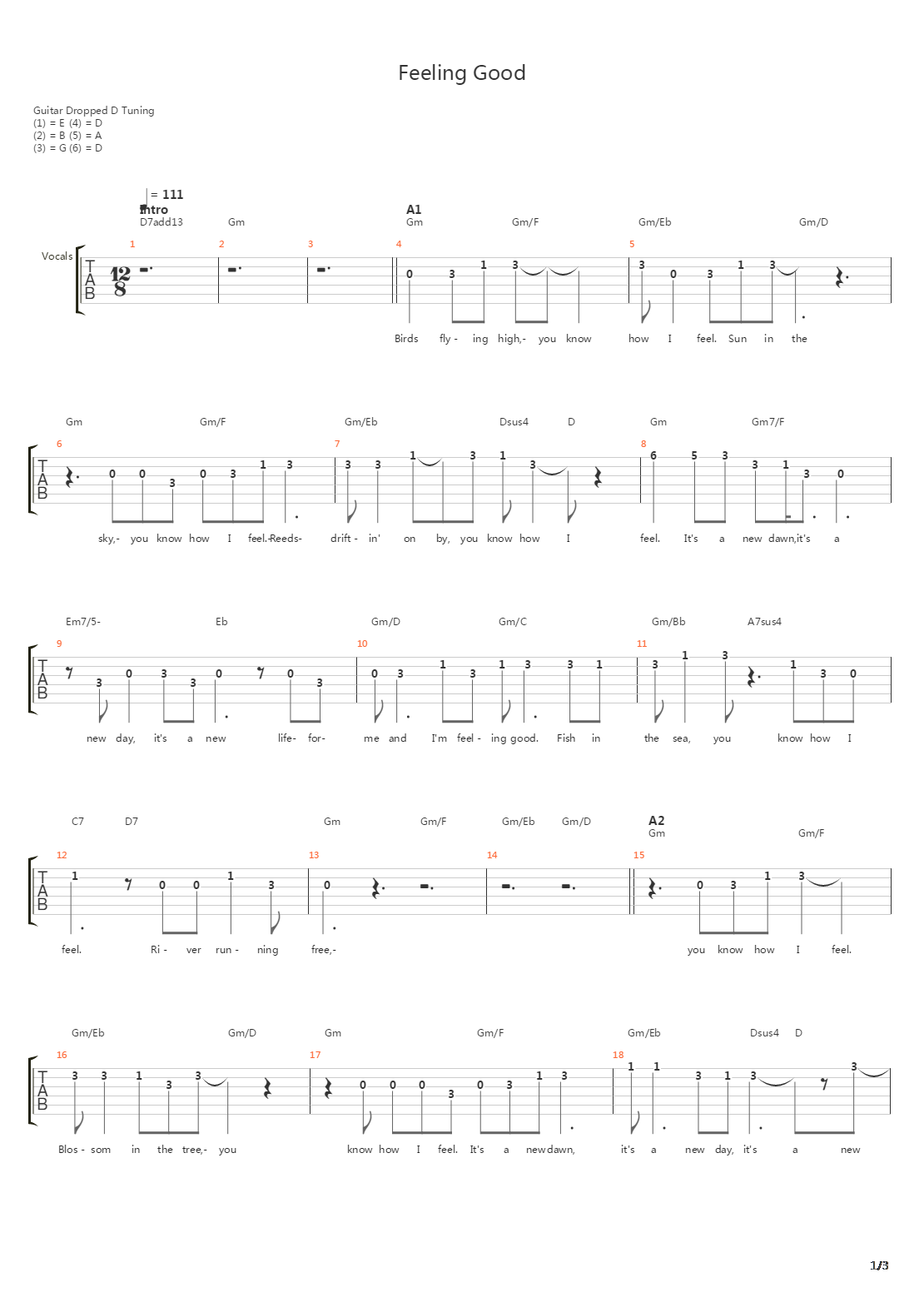 Feeling Good吉他谱
