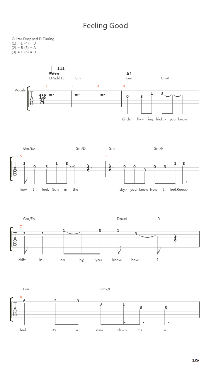 Feeling Good吉他谱