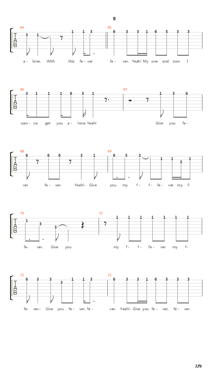 Fever吉他谱