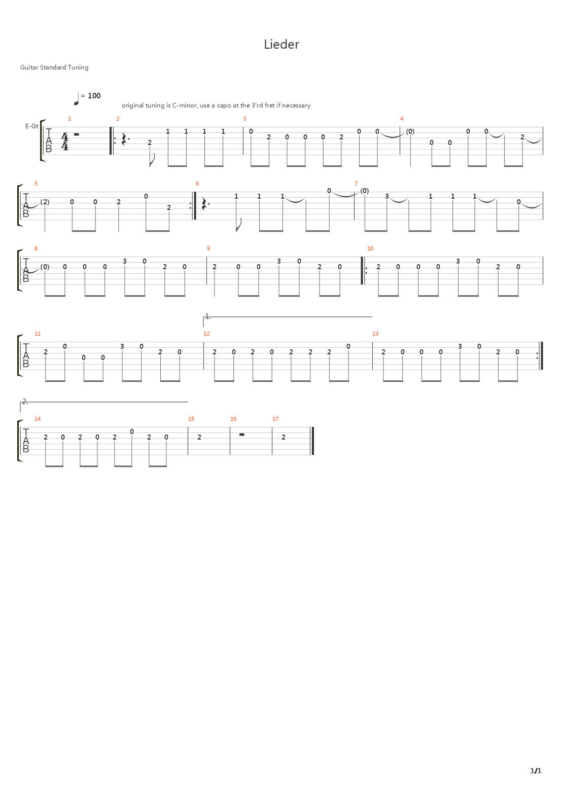 Lieder吉他谱
