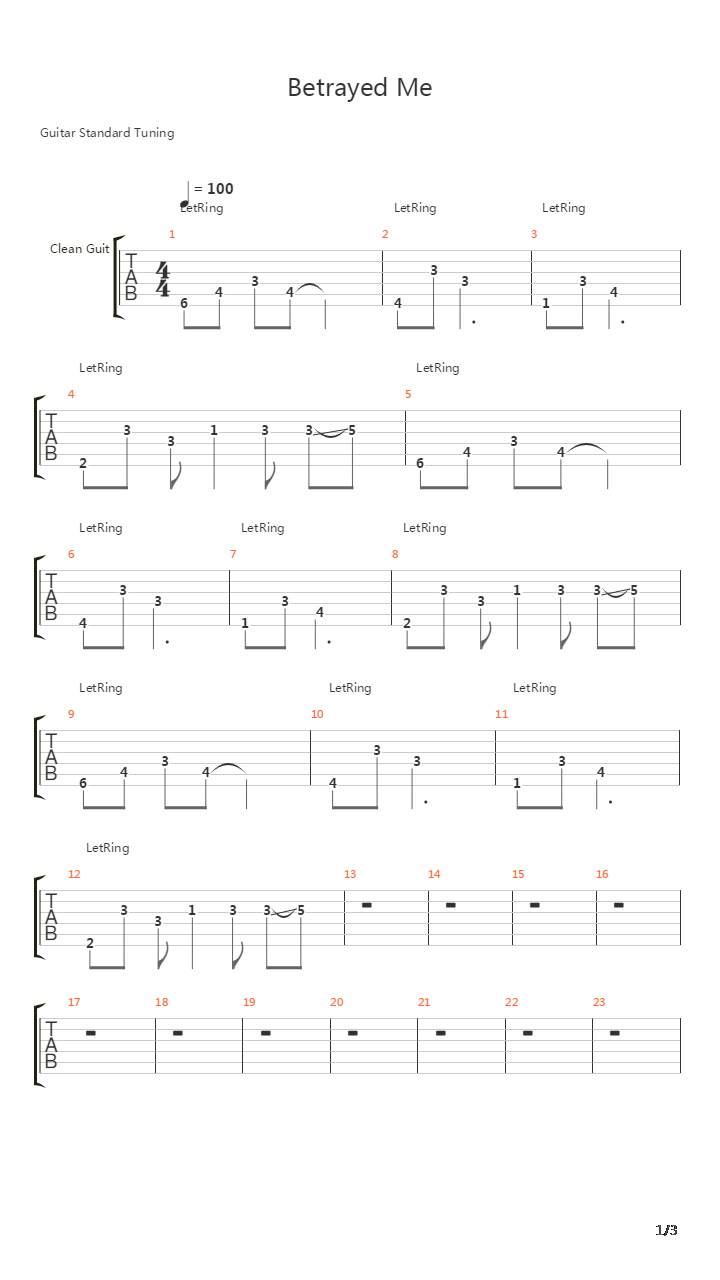 Betrayed Me吉他谱