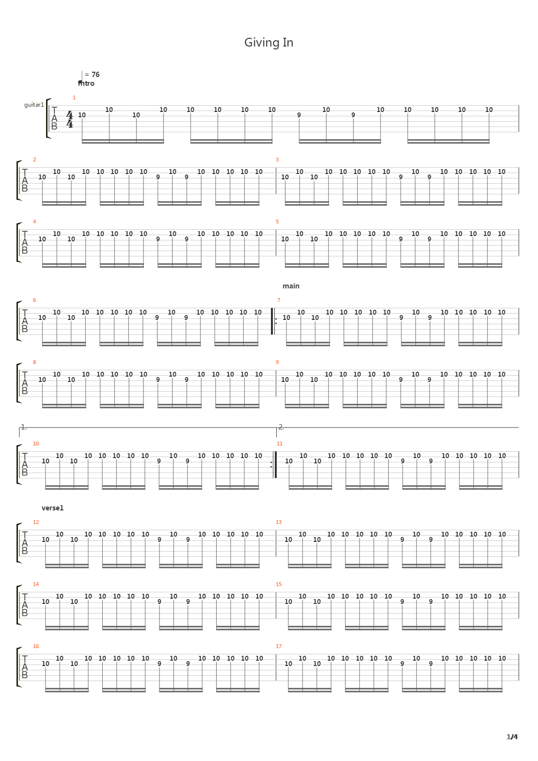 Giving In吉他谱