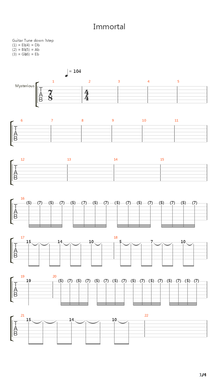 Immortal吉他谱