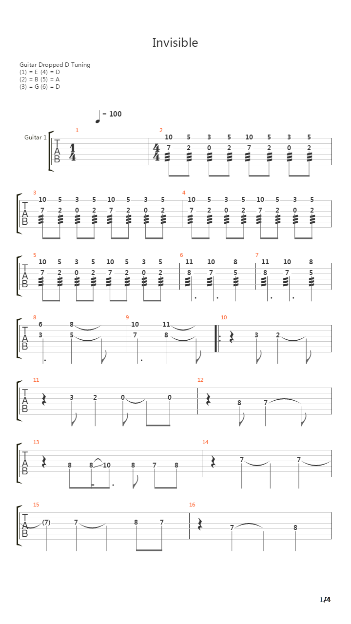 Invisible吉他谱